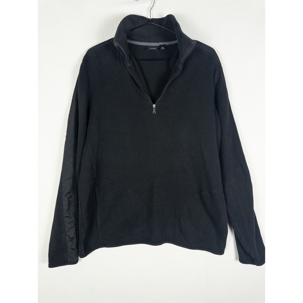Hugo Boss Quarter Zip Pullover Sweater Mens L Black Cotton Quiet Luxury Minimali